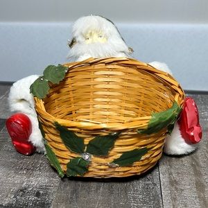 Vintage Christmas Porcelain Santa Holding Basket